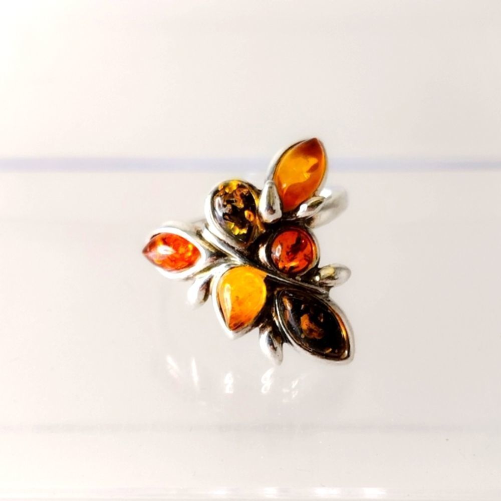 Authentic Multi-Colored Amber Ring - image 1
